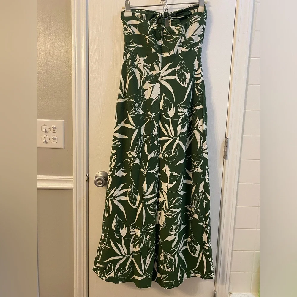 Abercrombie & Fitch Green and White Strapless Maxi Dress